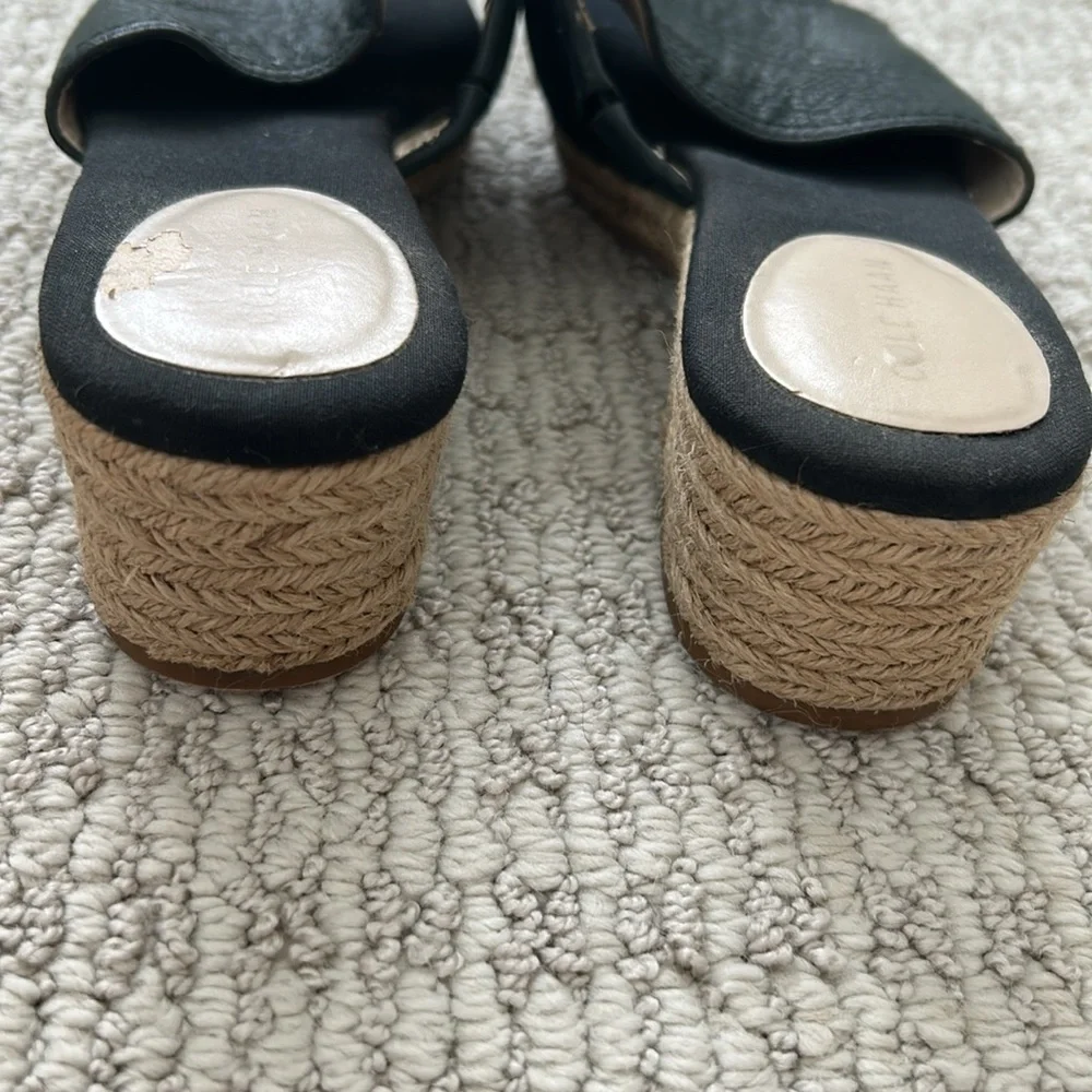 Cole Haan Black Espadrille Slide Sandals
